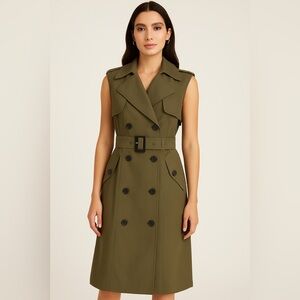 BCBGMaxAzria Size S Paloma Sleeveless Trench Dress - Army Green